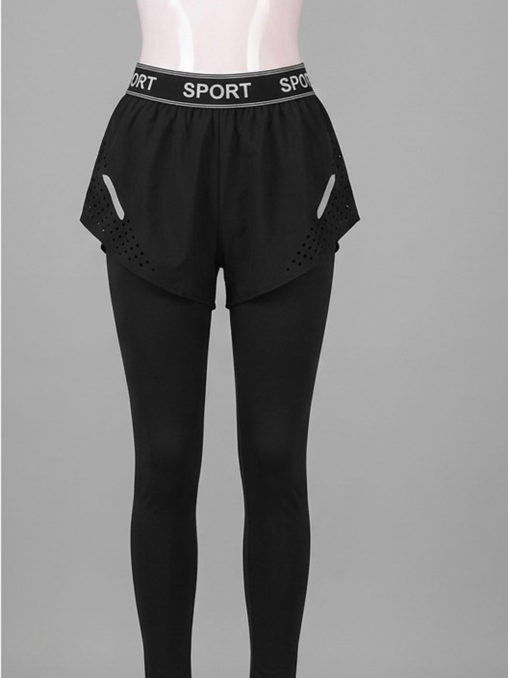 Sporto Black Layered Athletic Shorts with Fitted Leggings